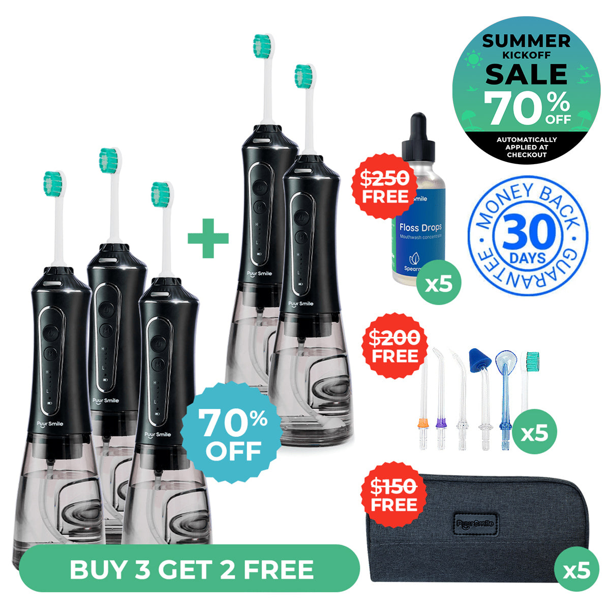 PUURSMILE WATER FLOSSER - 50% OFF SUMMER KICKOFF  SALE + 3 FREE GIFTS (WORTH $120)